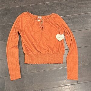 Self Esteem Orange Peasant Top